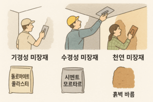 기경성, 수경성의 차이, 미장재의 종류별 용도와 특징은?