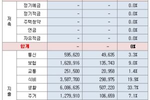 40대 부부, 2인 가구 생활비 및 가계부 정리, 1분기 지출은 얼마?