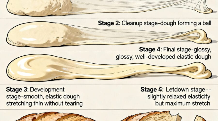 제빵 반죽의 글루텐 형성 단계와 상태들! 클린업&렛다운